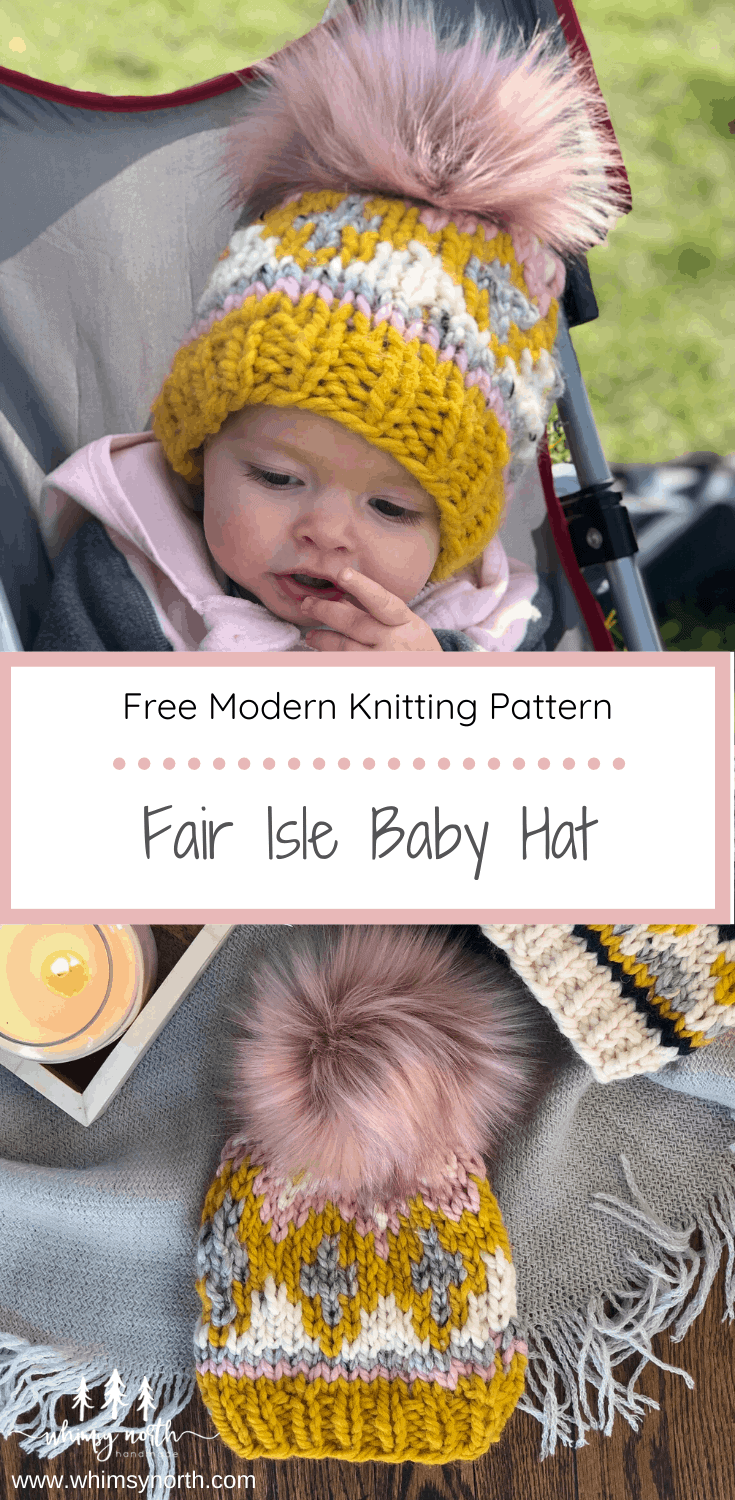 Free Fair Isle Baby Hat Knitting Pattern - Glimmer Beanie - Whimsy North