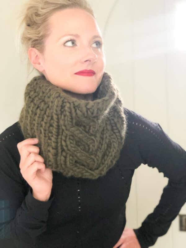 Char Char Cowl - FREE cable cowl knitting pattern - Whimsy North