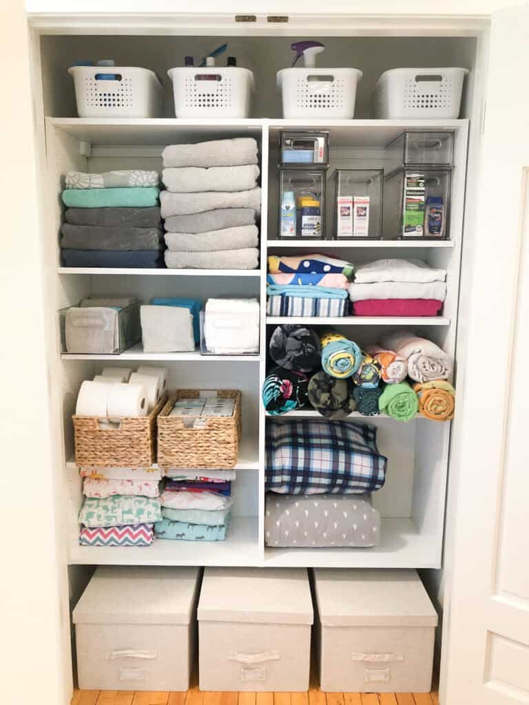 Linen closet organization